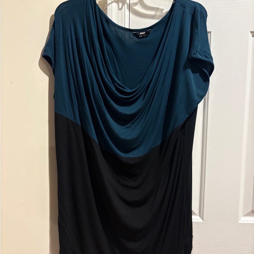 Blue Asymmetrical Relaxed Blouse
